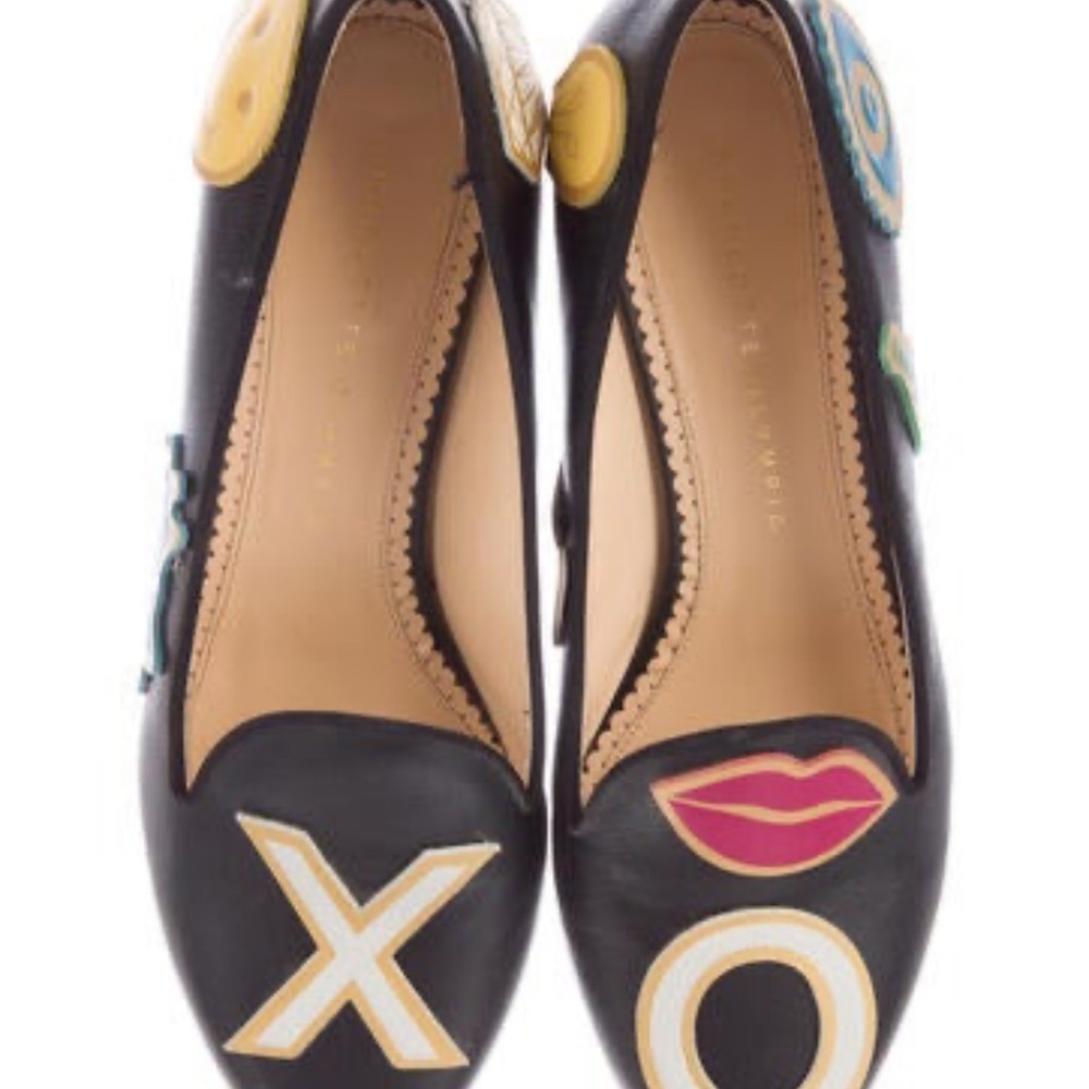 Charlotte Olympia patch smoking slippers 38
